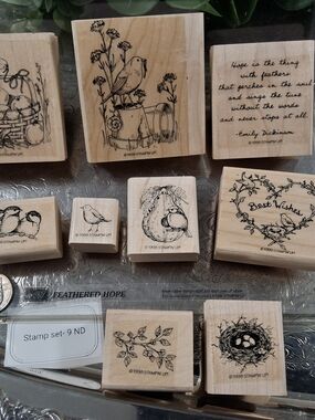 Stampin' Up! Feathered Hope Rubber Stamp Set - Natural Wood (Bird/Nest Designs)